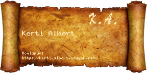 Kerti Albert névjegykártya